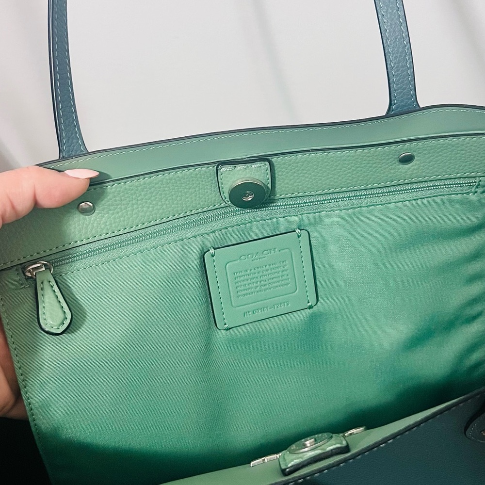 Coach Leather Town Tote (Dark Turquoise) Style No. 72673 - Picture 5 of 8